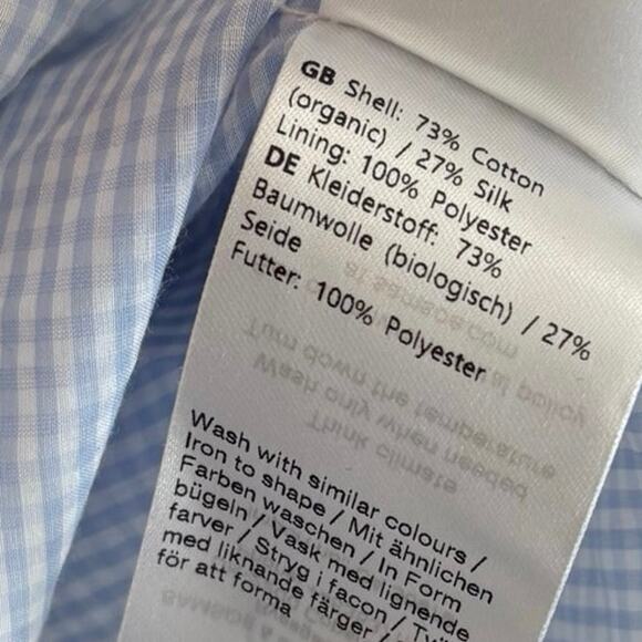 Samsoe Samsoe Blue White Celestine Gingham Cotton Silk Blouse Top Size Medium - Picture 11 of 11
